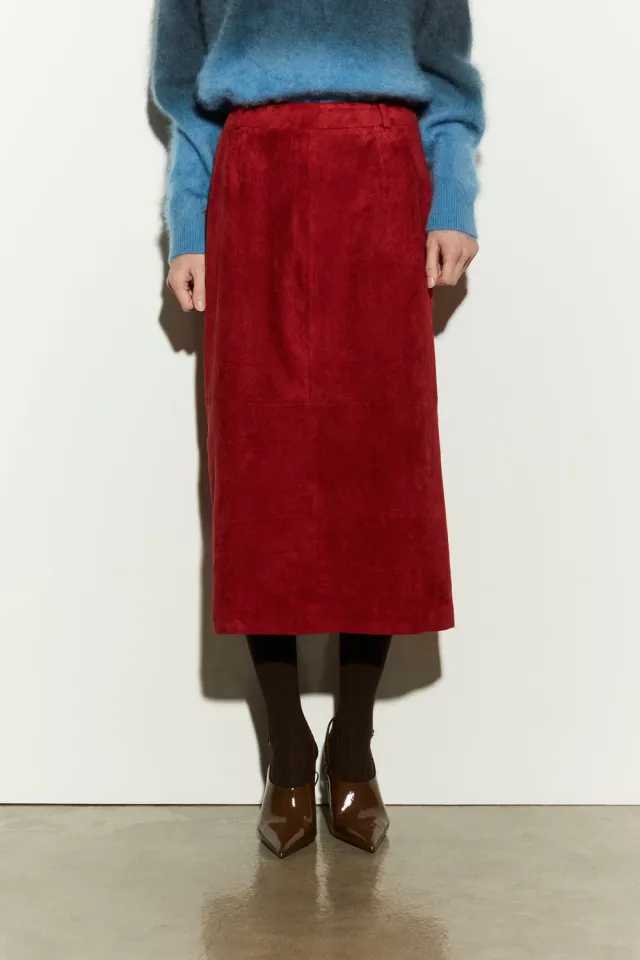 Isabelle Blanche Skirt fusta midi marsala M elastica