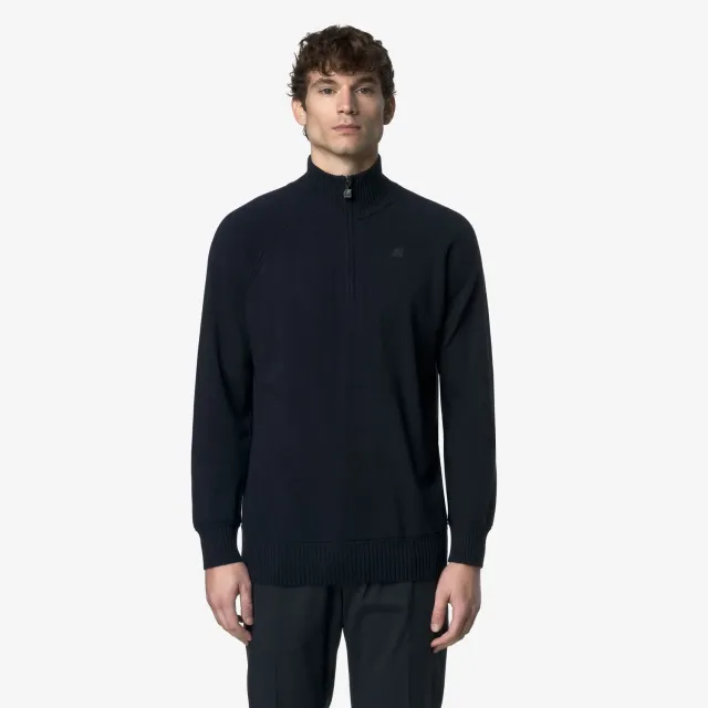 K-Way Cadras Wool Cashmere pulover Blue Depth cu fermoar
