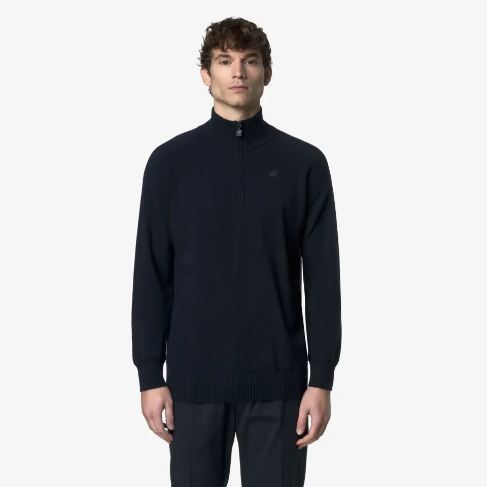 K-Way Cadras Wool Cashmere pulover Blue Depth cu fermoar