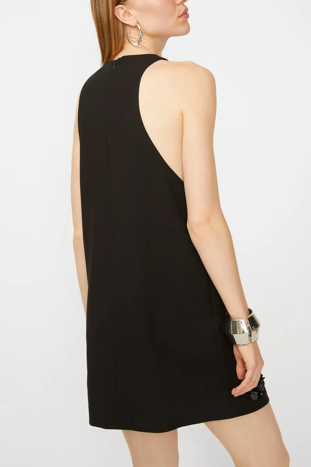 Isabelle Blanche rochie fara maneci neagra cu broderie