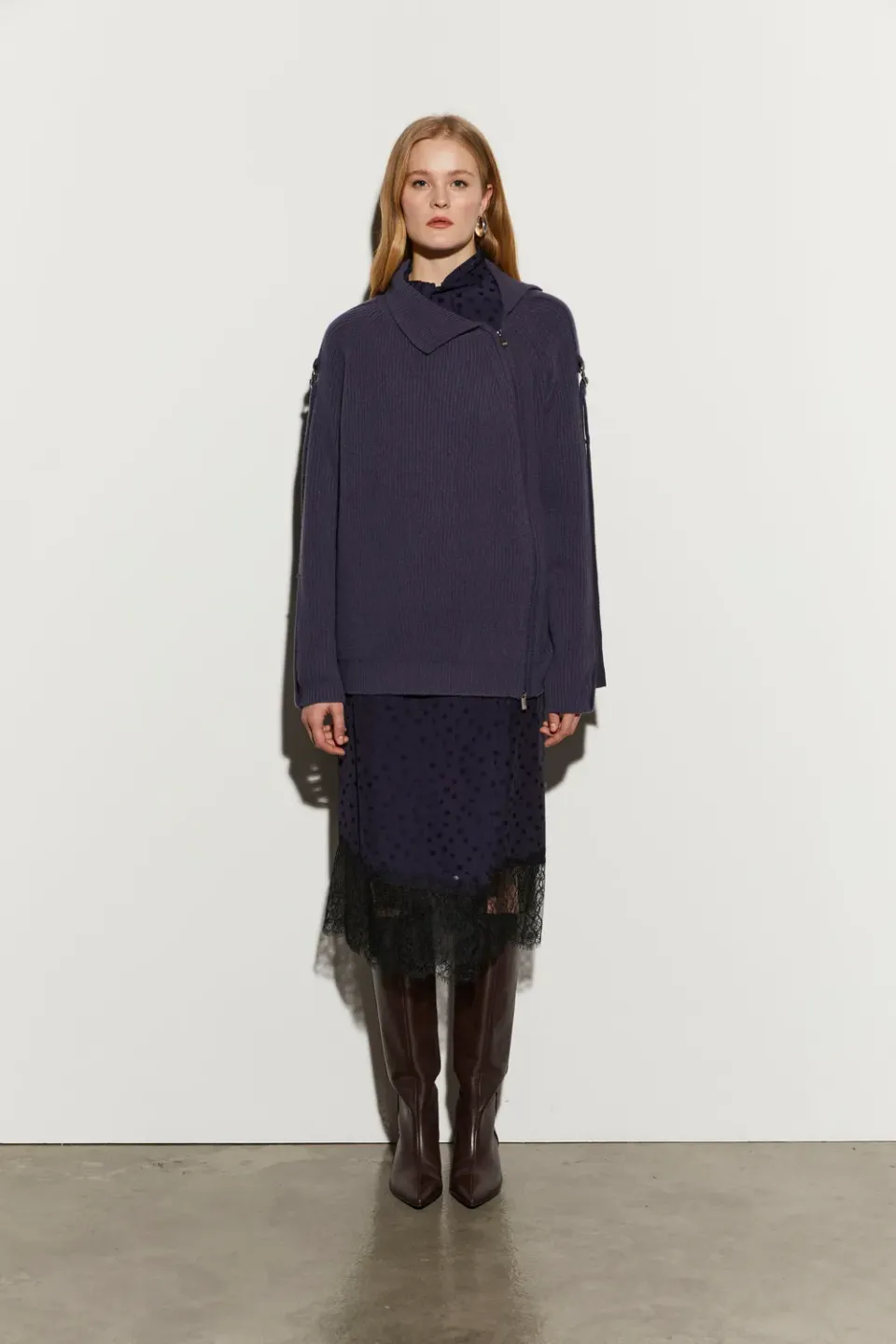 Isabelle Blanche Cardigan cardigan lână gri fermoar