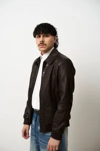 Mareus 615 geaca piele barbati cognac croc bomber