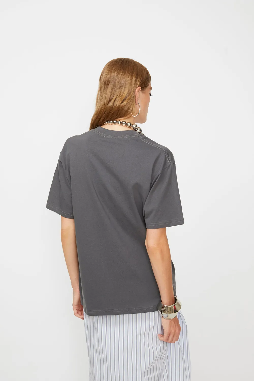 Isabelle Blanche tricou bumbac cement imprimeu M