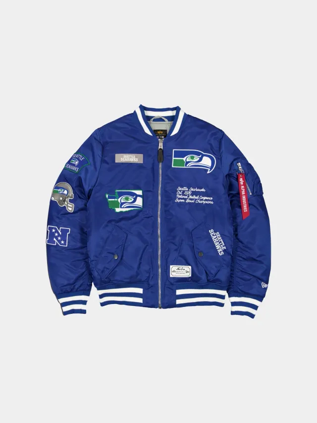Alpha Industries Seattle Seahawks MA-1 geaca bomber albastra