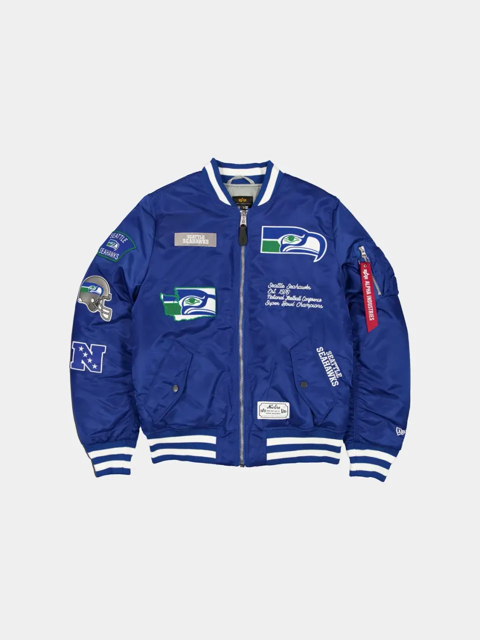 Alpha Industries Seattle Seahawks MA-1 geaca bomber albastra