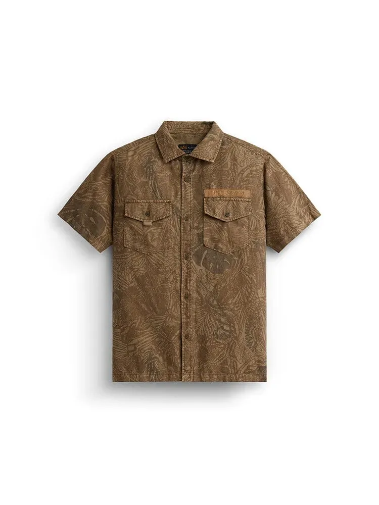 Alpha Industries Botanic Jungle Camo SS Shirt cămașă maro bumbac