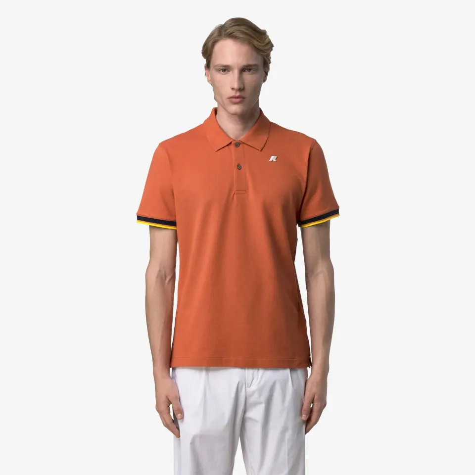 K-Way Vincent Pique Slim polo barbati caramiziu elastic