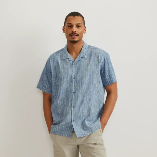 Eddie Bauer Camp camasa barbati indigo cu imprimeu