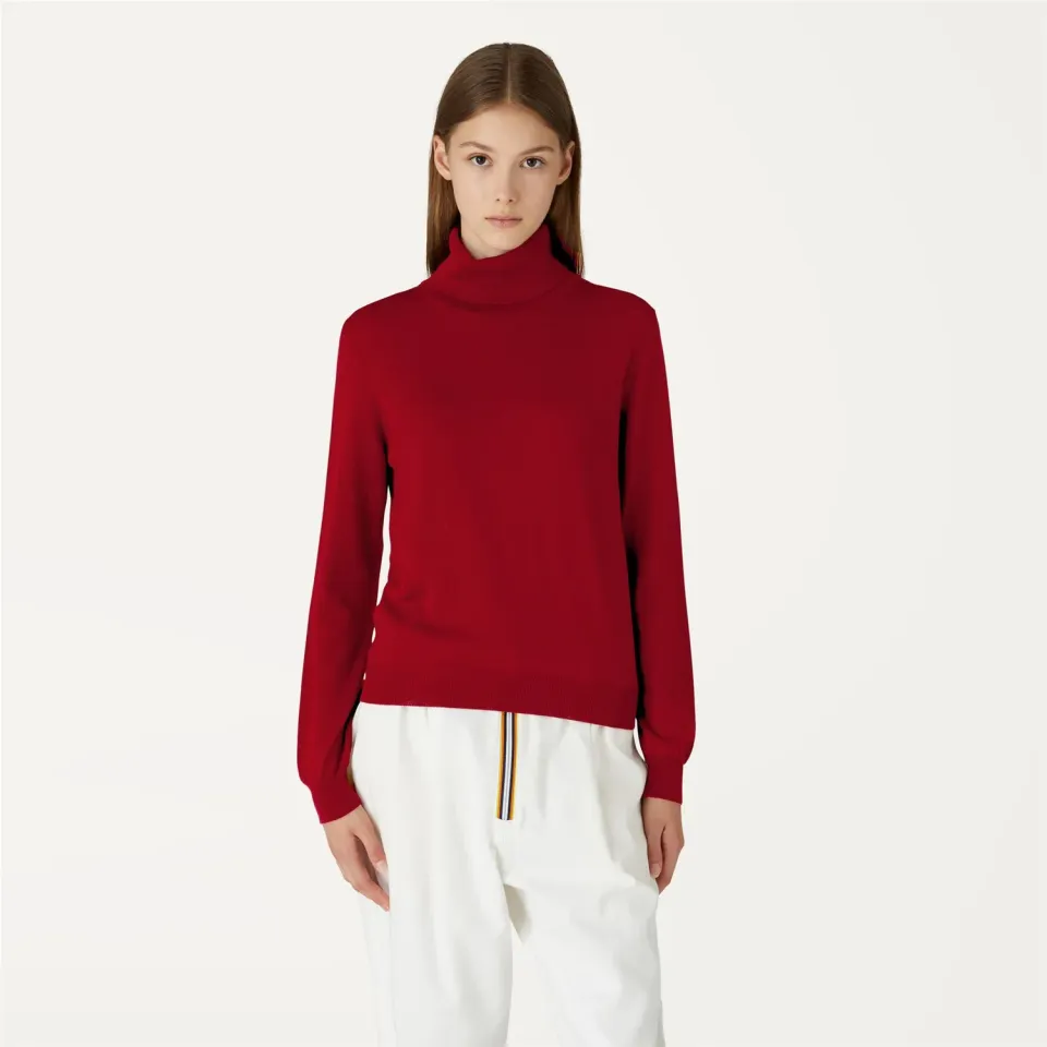 K-Way Susie Merino pulover Red Dk Tomato lana merinos