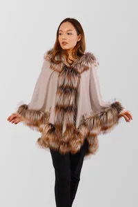 Mareus Brown Frost 80 capa casmir dama cu vulpe