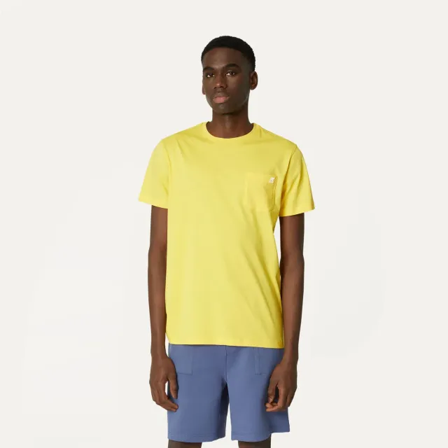 K-Way Sigur tricou barbati galben Sunstruck bumbac slim