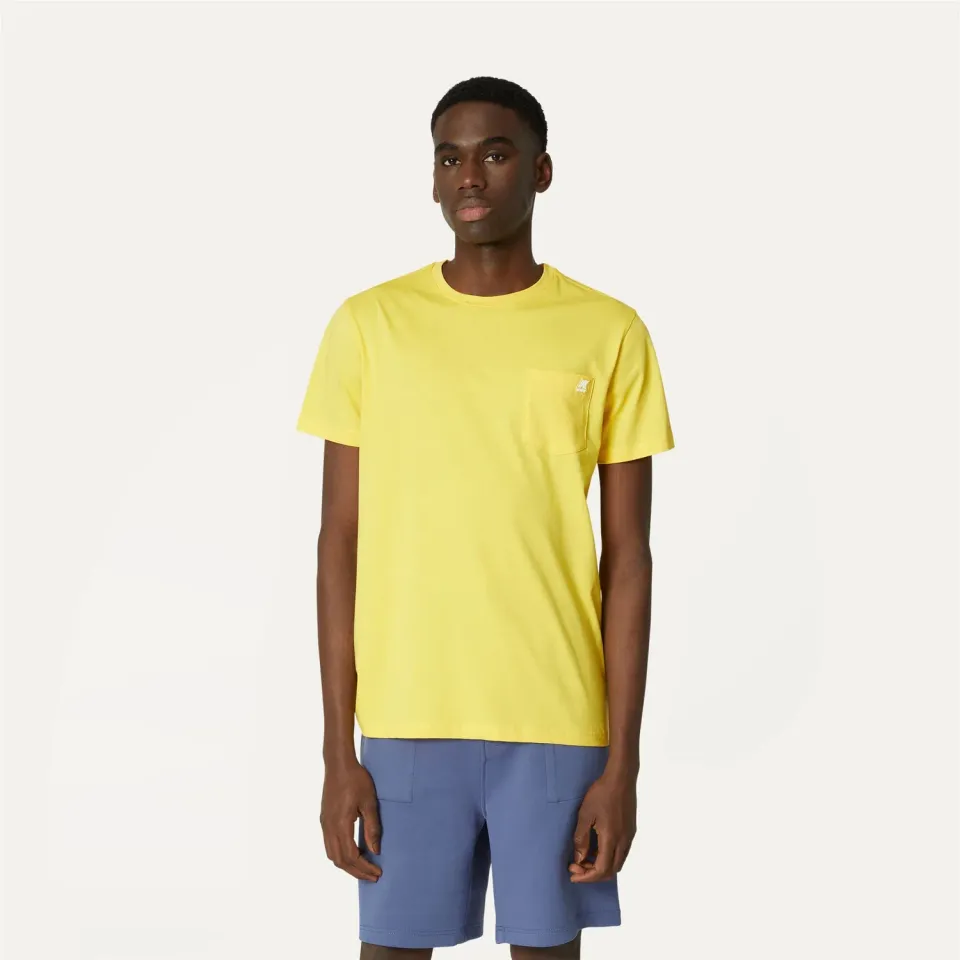 K-Way Sigur tricou barbati galben Sunstruck bumbac slim