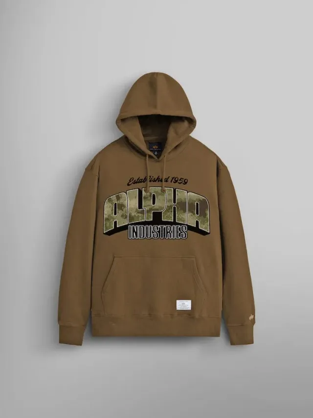 Alpha Industries Camo Logo Hoodie hanorac coyote bumbac