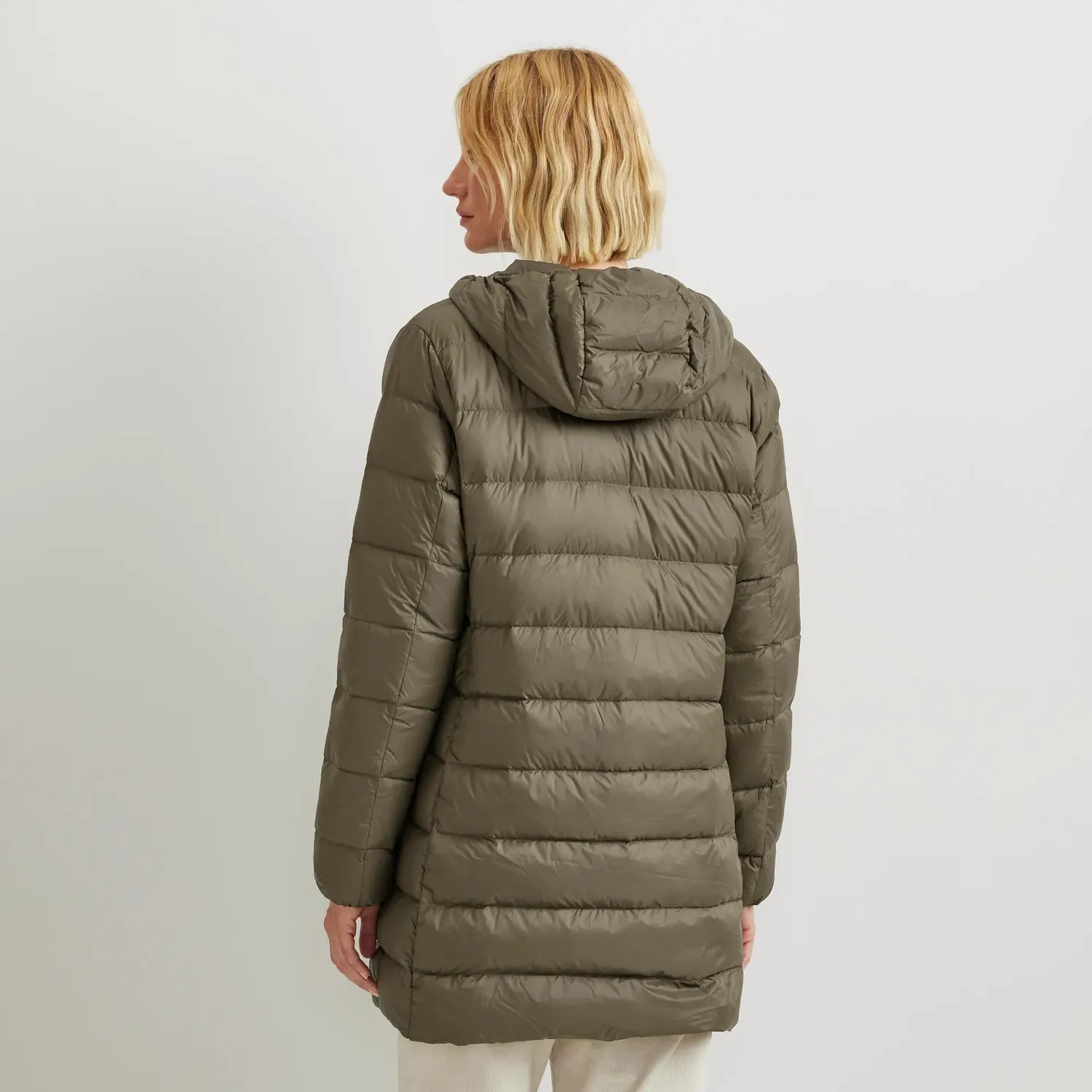 Eddie Bauer CirrusLite parka gri dama cu gluga puf 650