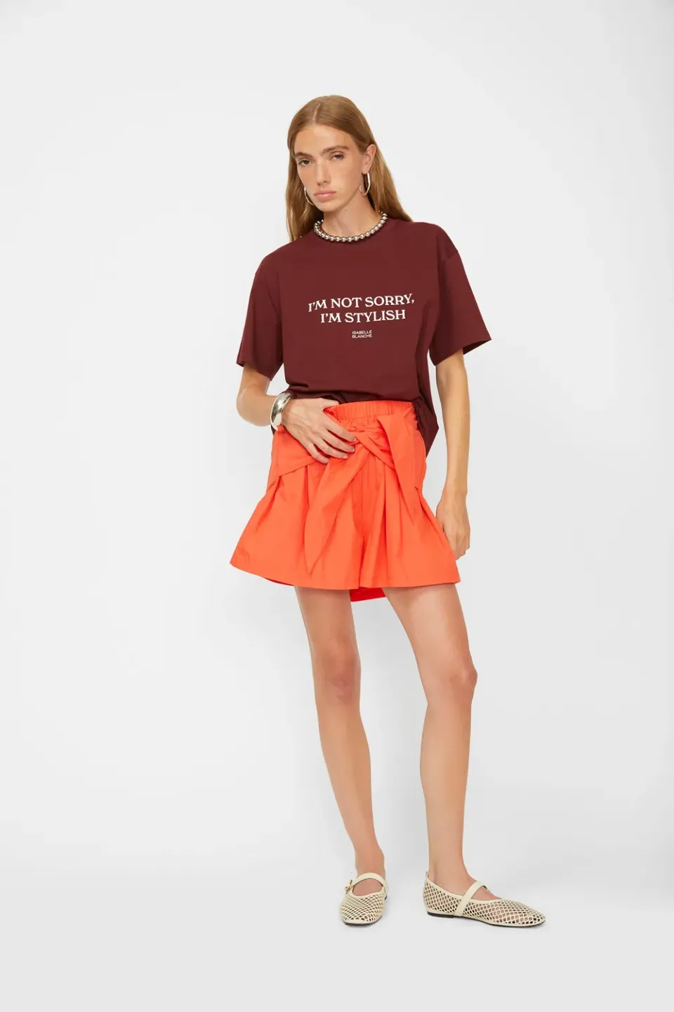 Isabelle Blanche shorts nod portocaliu