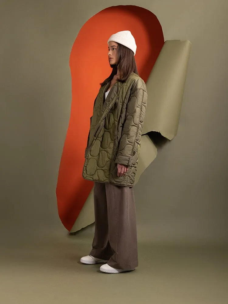 Alpha Industries Mixed Media geaca lunga dama verde
