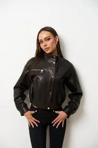 Mareus Obsidian Black 621 geaca piele dama neagra piele ovina