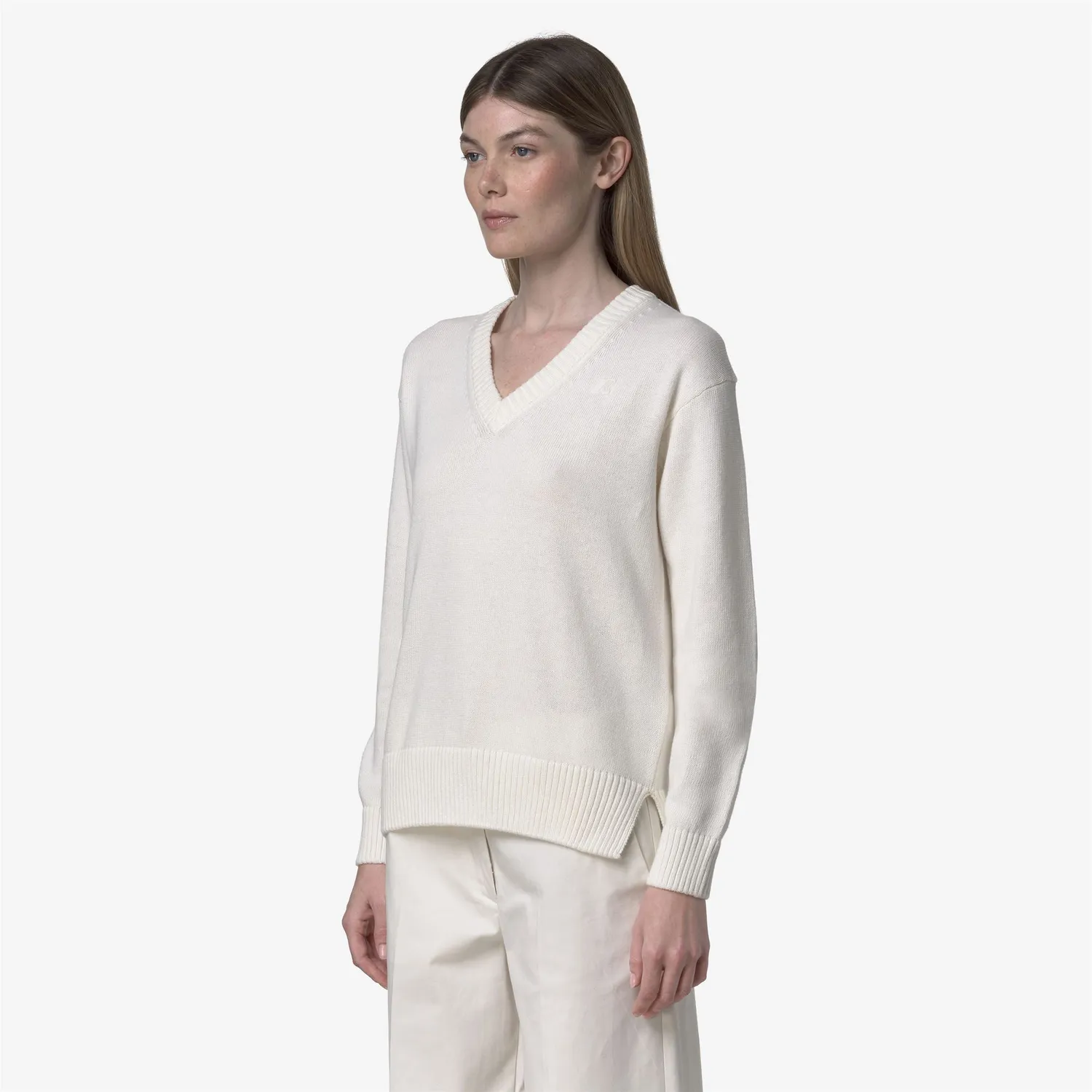 K-Way Adine Cotton Cashmere pulover damă alb cu cașmir