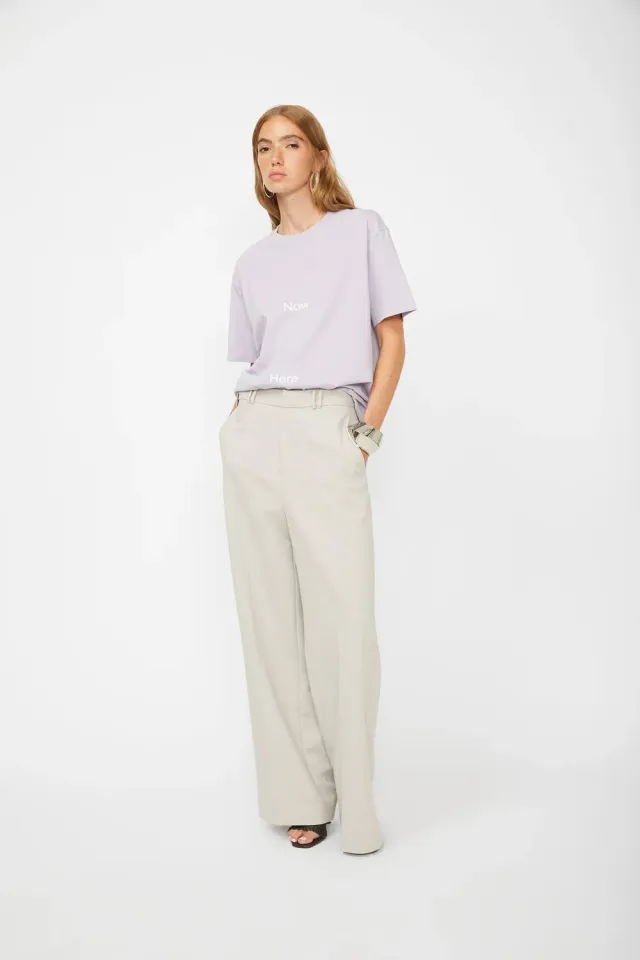 Isabelle Blanche pantaloni gri croiti elastan