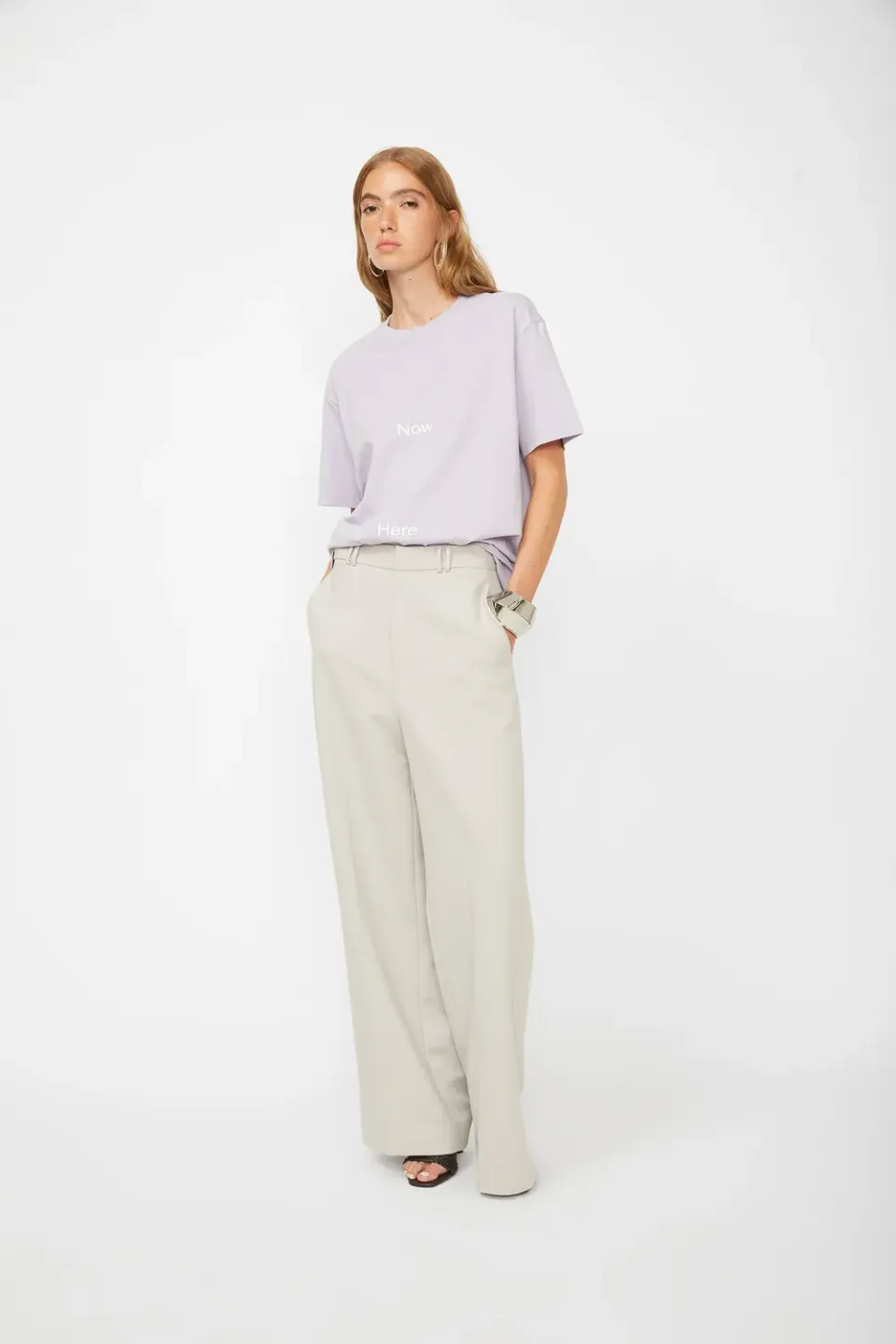 Isabelle Blanche pantaloni gri croiti elastan