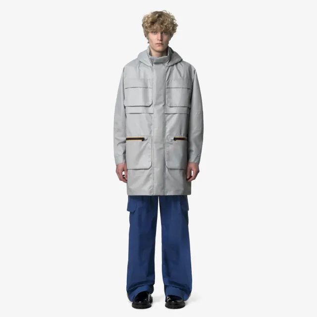 K-Way Effie geaca unisex gri 3/4 satinata cu gluga