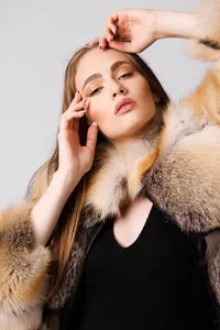 Mareus 244 haină blană vulpe canadiană Brown Frost
