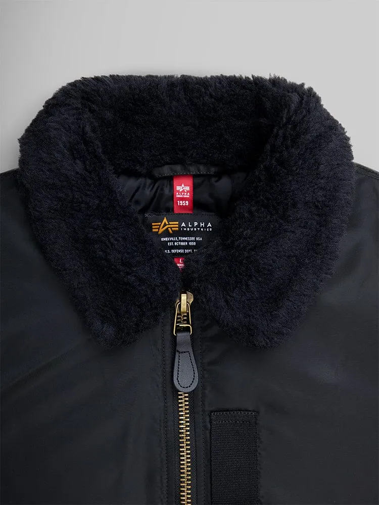 Alpha Industries B-15 Mod geaca bomber negru guler blana