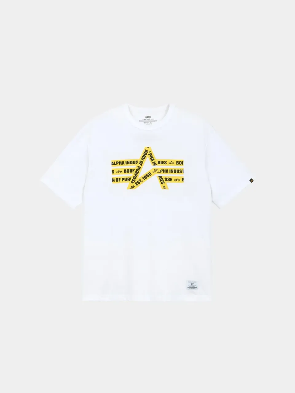 Alpha Industries Caution Tape Tee tricou bumbac alb relaxed