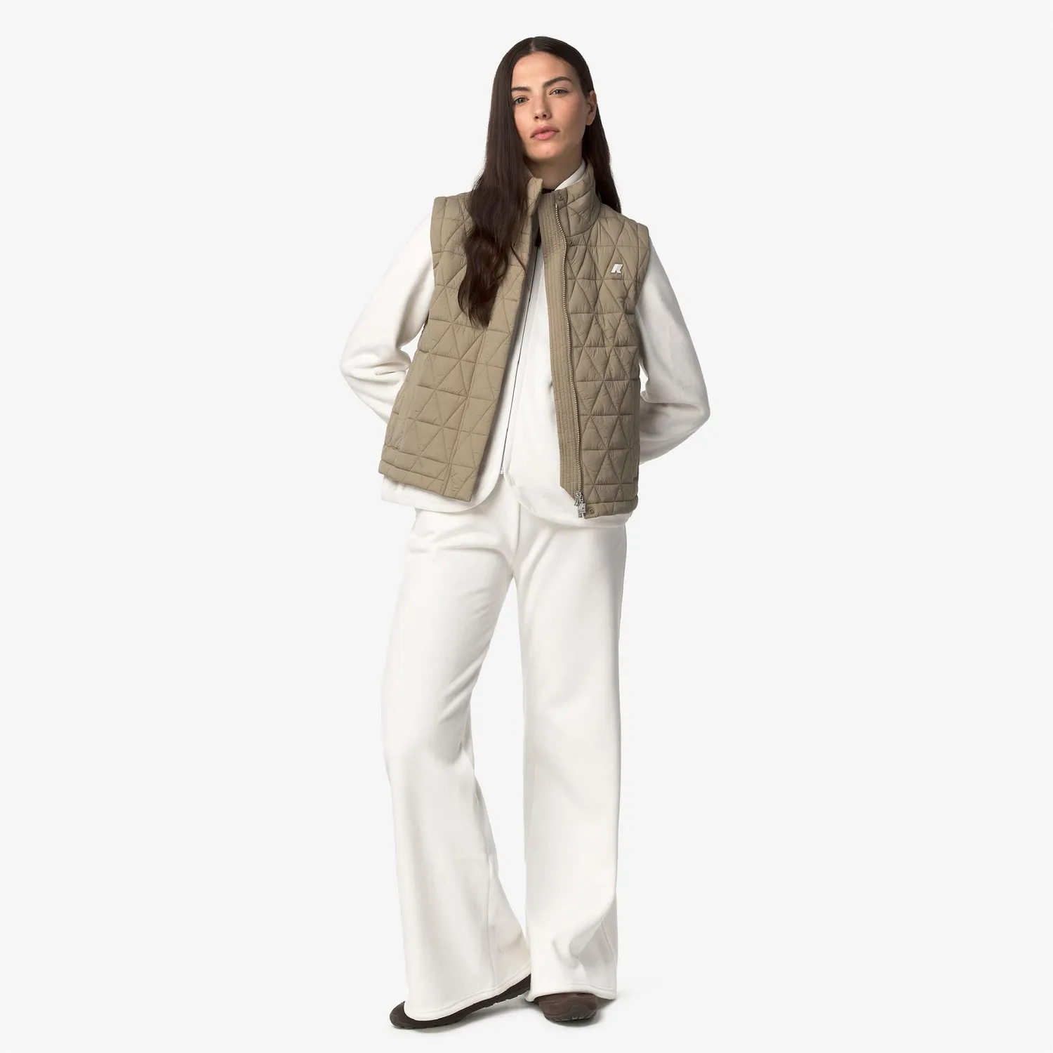K-Way Jenny Velour Polar pantaloni dama White Nat evazati