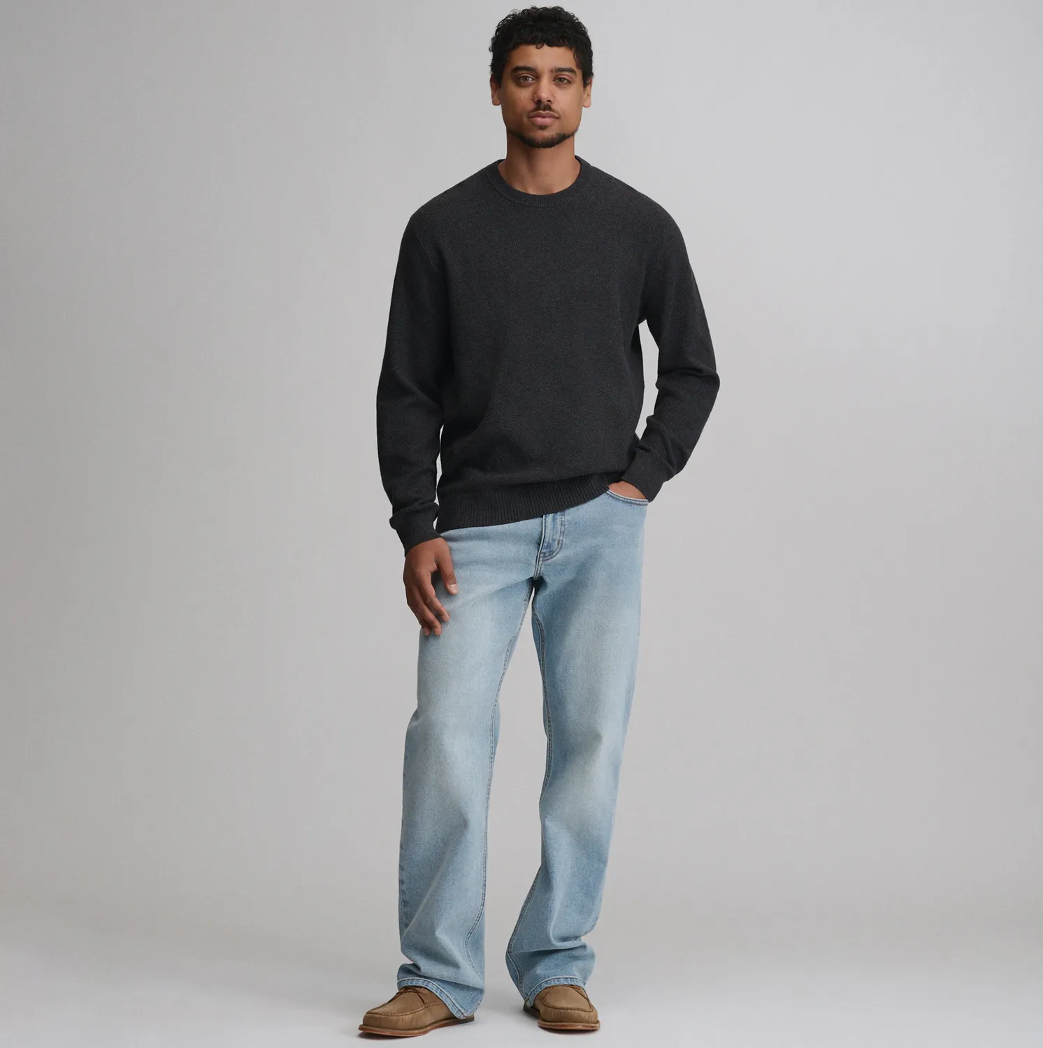 Eddie Bauer Classic Crew Solid pulover barbati charcoal tricot