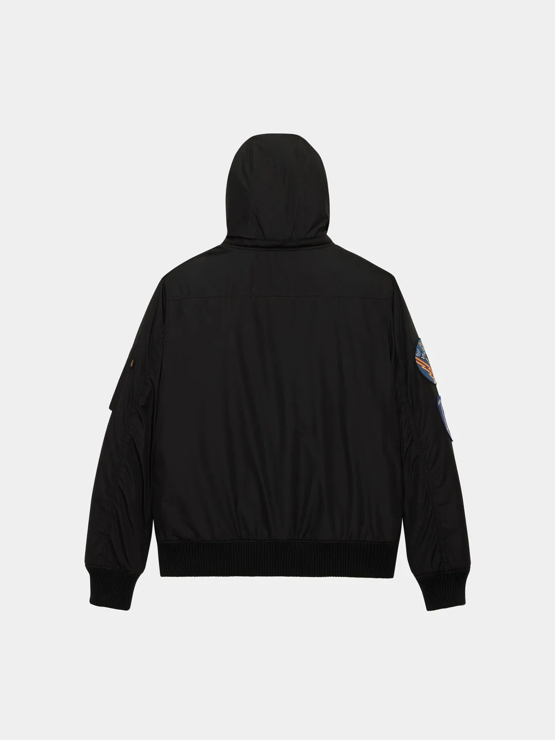 Alpha Industries Patched Hooded Rib geaca flight negru cu gluga