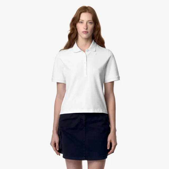 K-Way Liselle tricou polo dama alb bumbac stretch