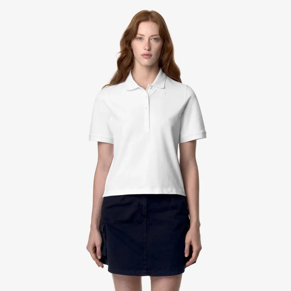 K-Way Liselle tricou polo dama alb bumbac stretch