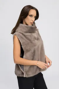 Mareus 438 vestă vizon Silver Blue fără mâneci