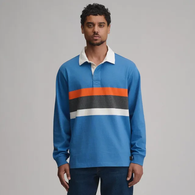 Eddie Bauer Rugby Stripe Crew bluză Dk Chambray cu dungi