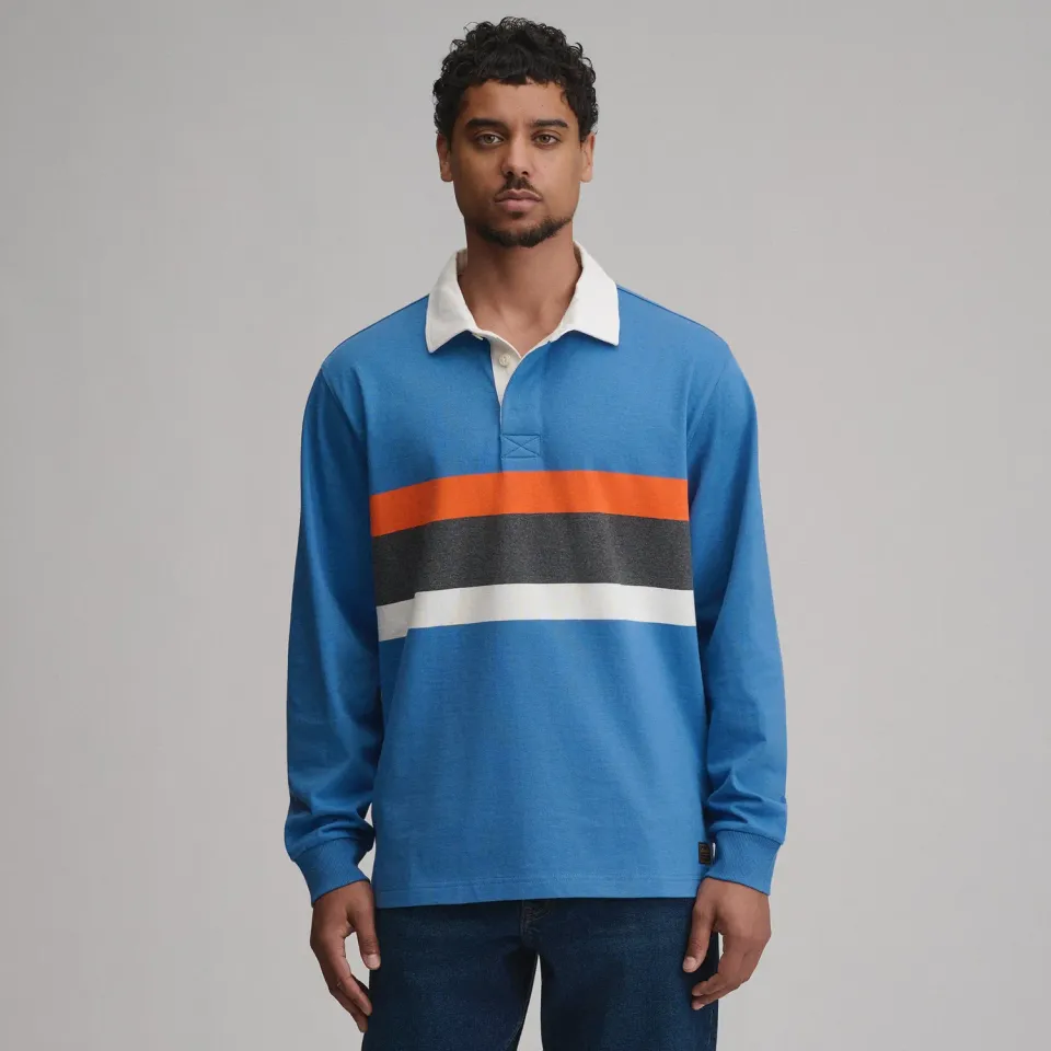 Eddie Bauer Rugby Stripe Crew bluză Dk Chambray cu dungi