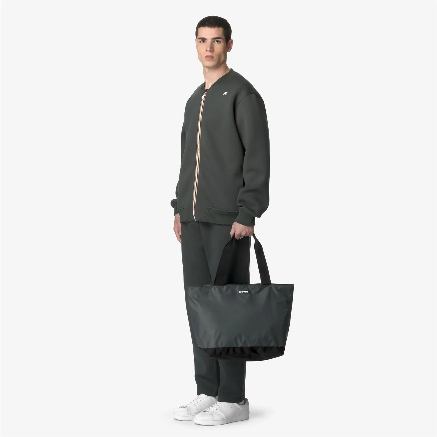K-Way Clere tote bag verde-negru impermeabil 33x52cm