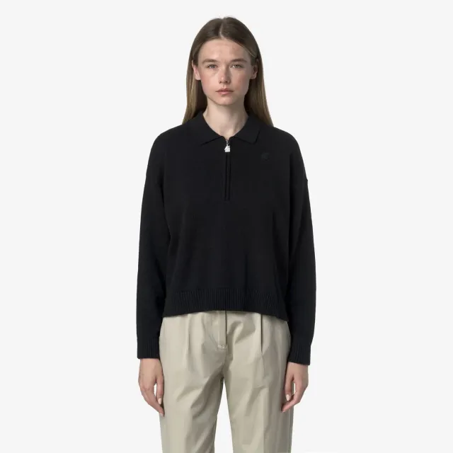 K-Way Gramarnier Cotton Cashmere pulover negru melange calduros