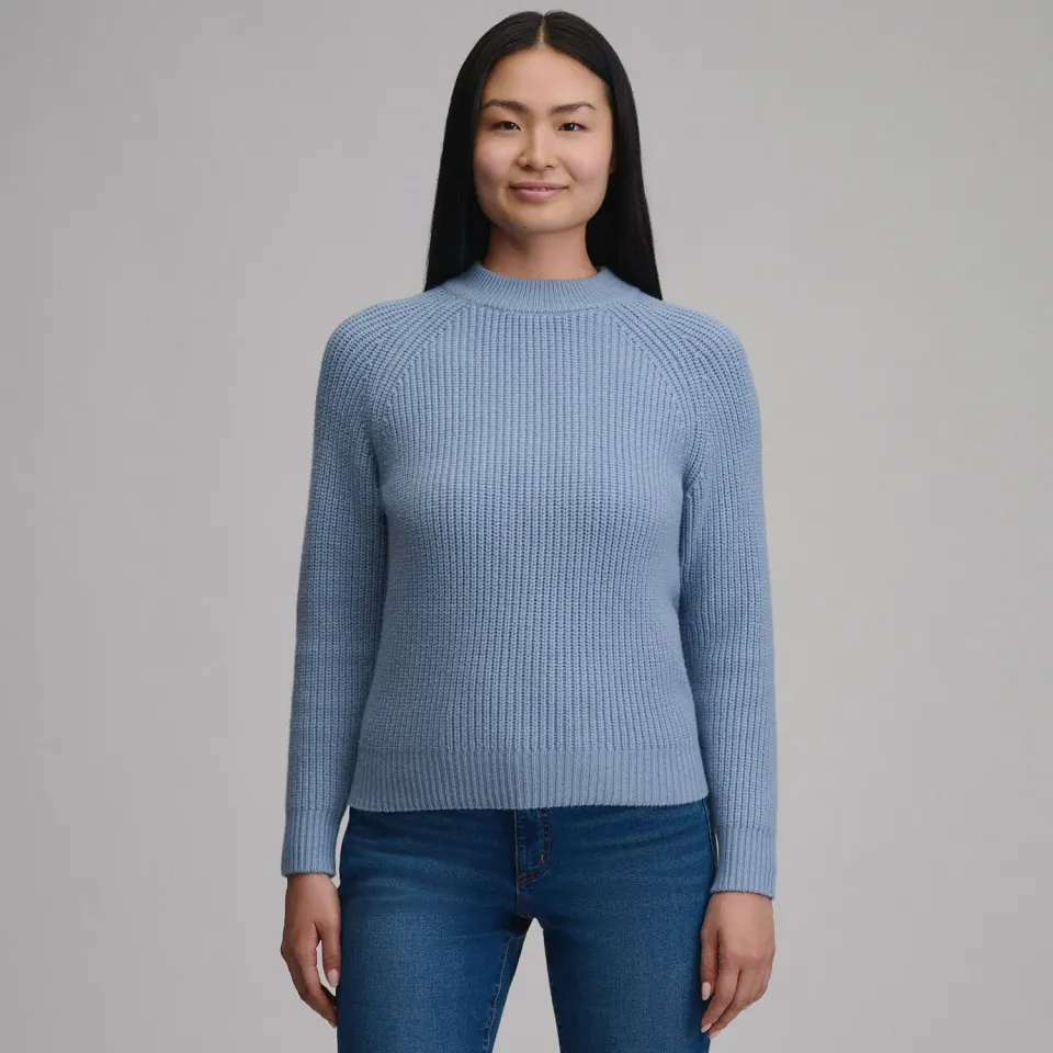 Eddie Bauer Solid Mock-Neck pulover Ivory calduros