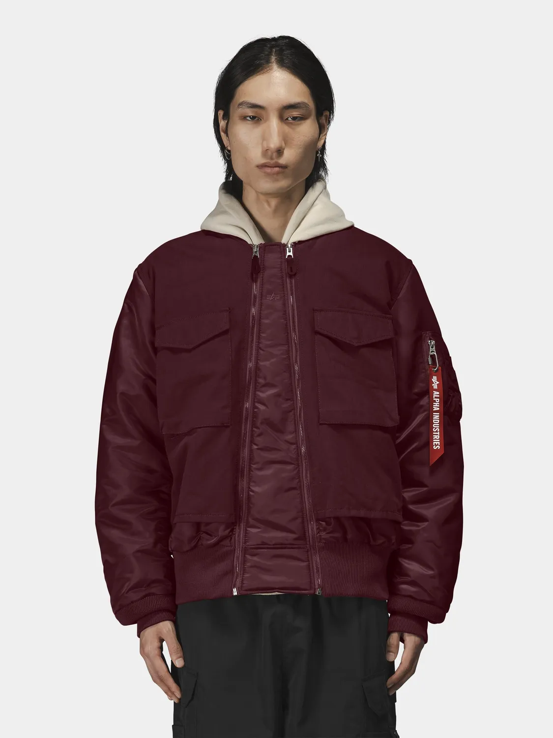 Alpha Industries MA-1 Mixed Cotton geaca bomber rosu cedar calduroasa