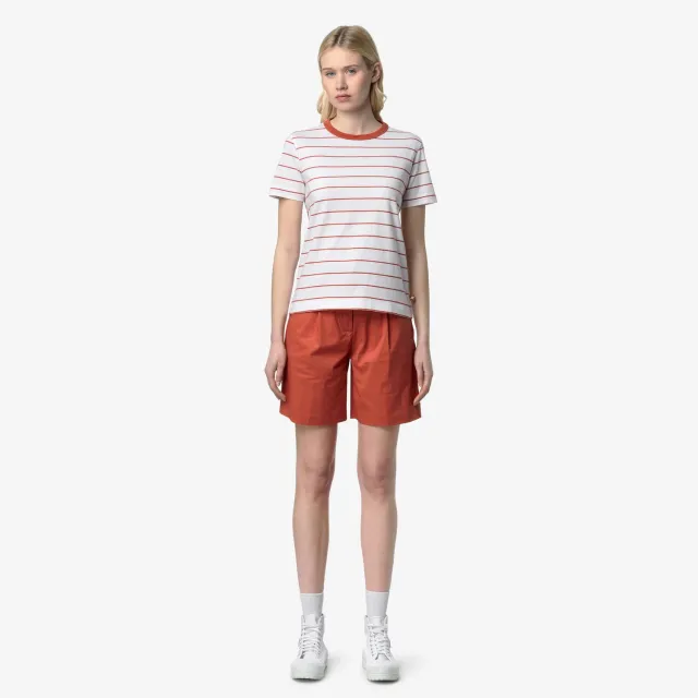 K-Way Elodie Mid Stripes Jersey tricou dama White-Orange dungi
