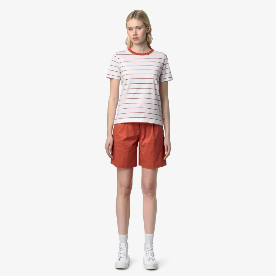 K-Way Elodie Mid Stripes Jersey tricou dama White-Orange dungi