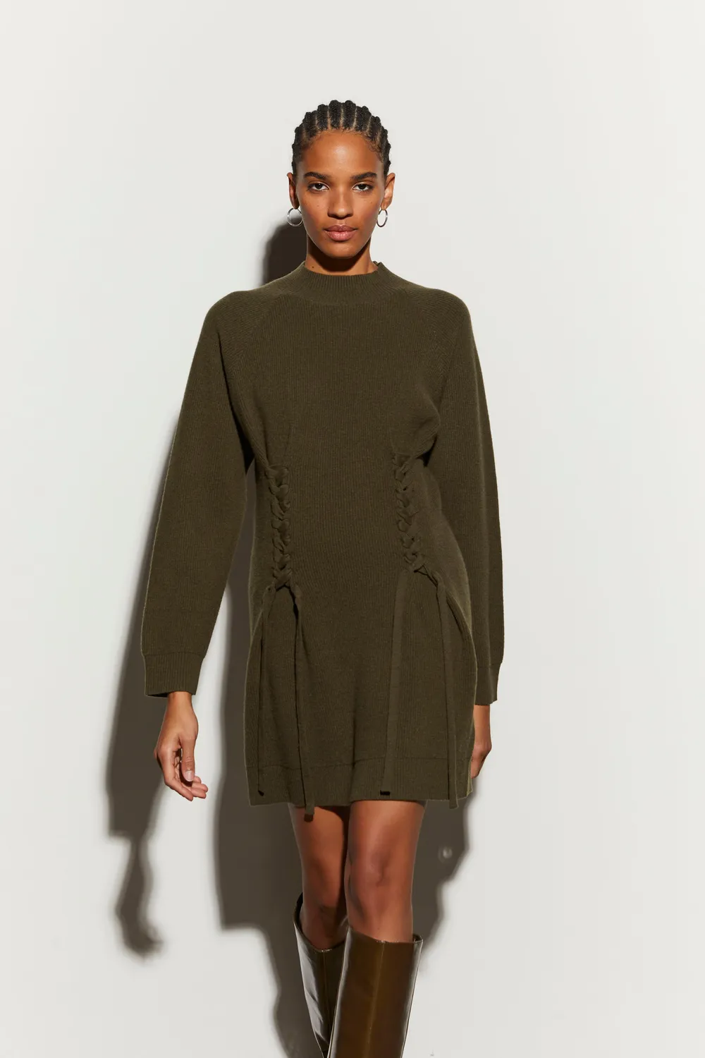Isabelle Blanche rochie scurta tricotata verde lana