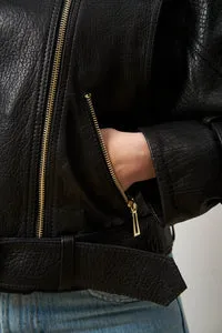 Mareus Carbon Black 627 geaca piele dama oversized