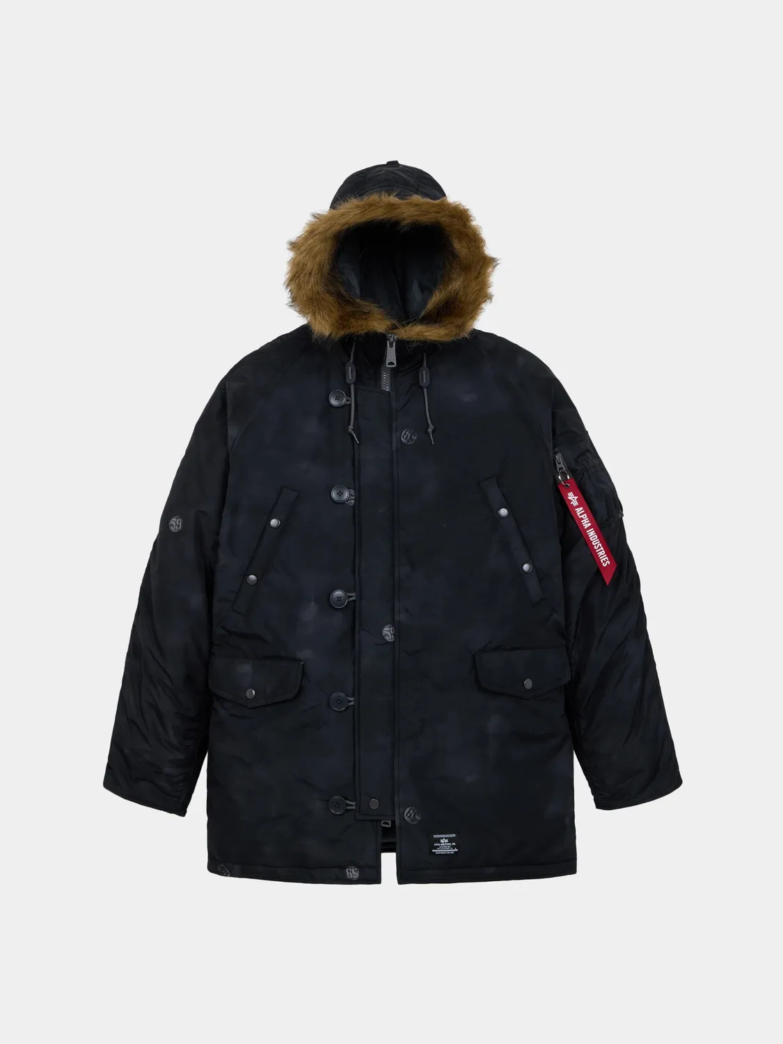 Alpha Industries N-3B Oxford palton negru vintage print