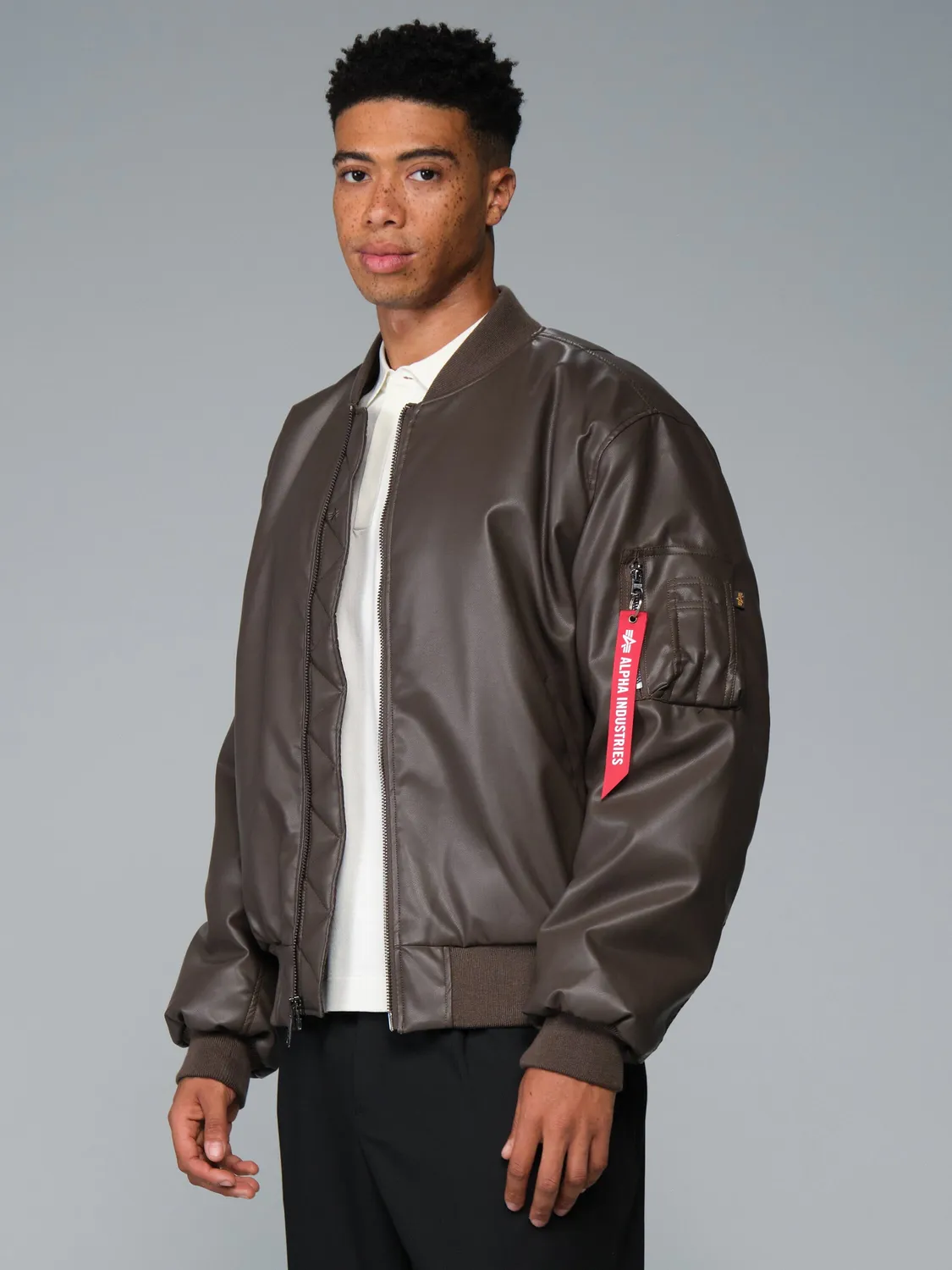 Alpha Industries MA-1 Faux Leather geacă bomber neagră