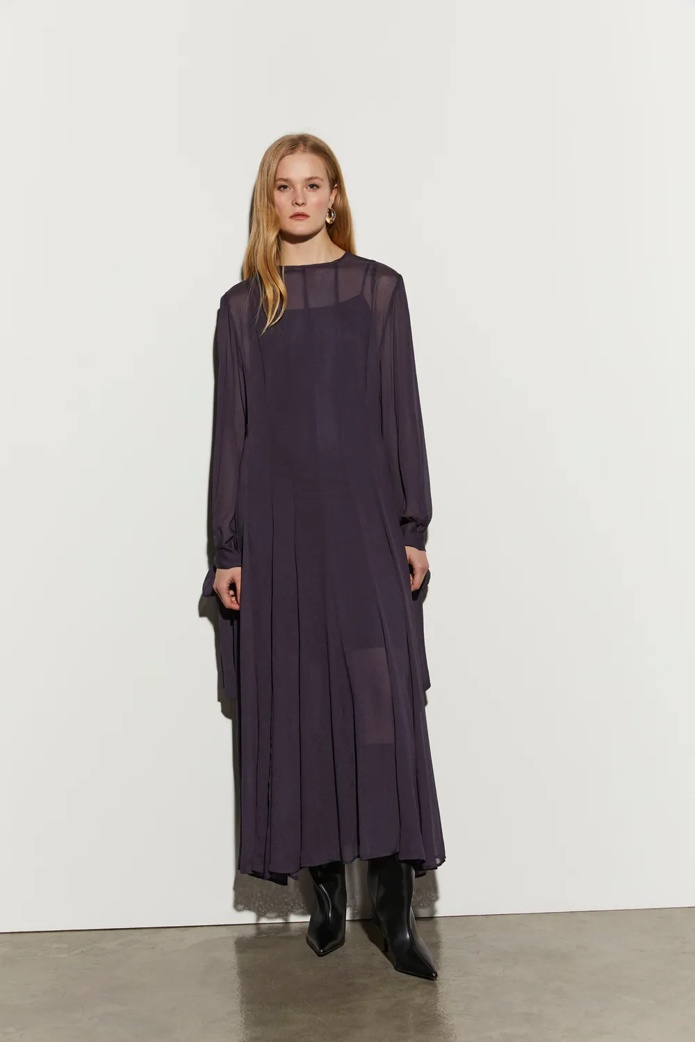 Isabelle Blanche rochie lunga dungi violet vascoza