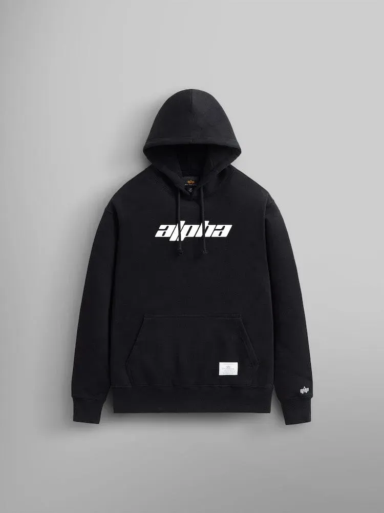 Alpha Industries Alpha Logos hanorac negru cu glugă bumbac