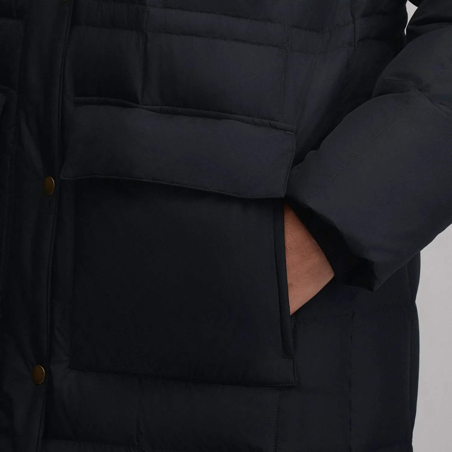 Eddie Bauer Heritage parka neagra lunga captusita