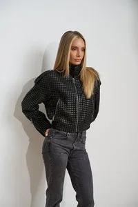 Mareus Diamond Black 660 geacă piele neagră crop